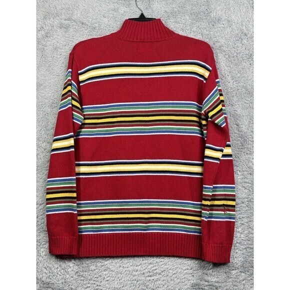 Lauren Ralph Lauren 1/4 Zip Mens Small Red Stripe Sweater - Picture 7 of 7